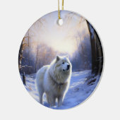 Samoyed liet het sneeuwen Kerstmis Keramisch Ornament (Links)