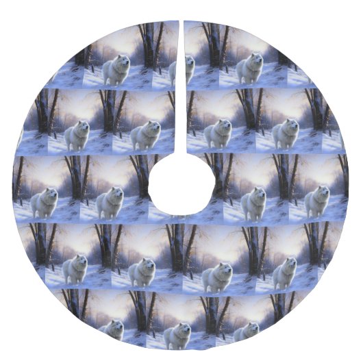 Samoyed liet het sneeuwen Kerstmis Kerstboom Rok (Voorkant)