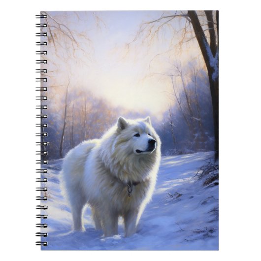 Samoyed liet het sneeuwen Kerstmis Notitieboek (Voorkant)