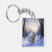 Samoyed liet het sneeuwen Kerstmis Sleutelhanger (Voorkant Links)