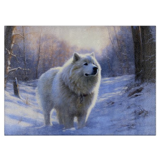 Samoyed liet het sneeuwen Kerstmis Snijplank (Voorkant)