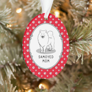 Samoyed mam (wit) Cute Fun Dog mama Ornament