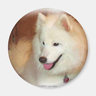 Samoyed met digitale olieverfschilderij effecten m magneet