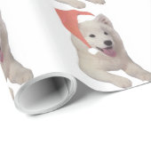 Samoyed met Santa Hat Wrapping Paper Cadeaupapier (Rol Hoek)