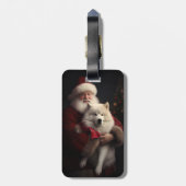 Samoyed Met Sinterklaas Feestelijke Kerstmis Bagagelabel