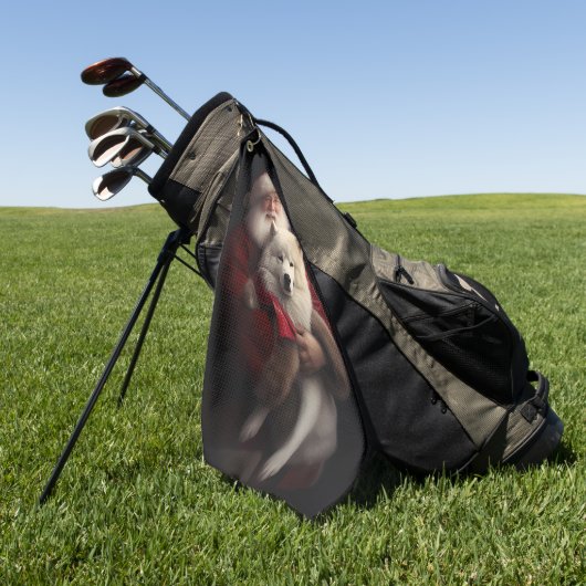 Samoyed Met Sinterklaas Feestelijke Kerstmis Golfhanddoek (Groen)