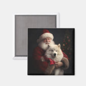 Samoyed Met Sinterklaas Feestelijke Kerstmis Magneet (Voorkant / Achterkant)