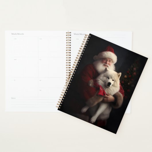 Samoyed Met Sinterklaas Feestelijke Kerstmis Planner (Display)