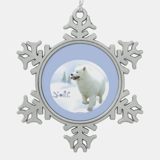 Samoyed Noel Tin Sneeuwvlok Ornament (Voorkant)