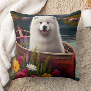 Samoyed op een peddel: een Schilderachtig avontuur Kussen
