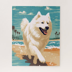 Samoyed op het strand legpuzzel