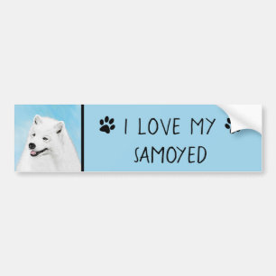 Samoyed Painting - Cute Original Dog Art Bumpersticker