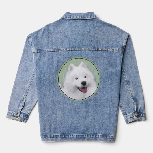 Samoyed Painting - Cute Original Dog Art Denim Jacket (Achterkant)