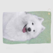 Samoyed Painting - Cute Original Dog Art Golfhanddoek (Horizontaal)