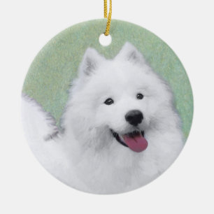 Samoyed Painting - Cute Original Dog Art Keramisch Ornament