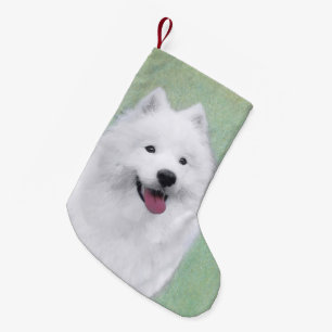 Samoyed Painting - Cute Original Dog Art Kleine Kerstsok