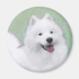 Samoyed Painting - Cute Original Dog Art Magneet