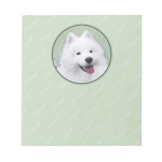Samoyed Painting - Cute Original Dog Art Notitieblok (Voorkant)