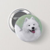Samoyed Painting - Cute Original Dog Art Ronde Button 5,7 Cm (Voorkant /achterkant)