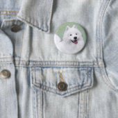 Samoyed Painting - Cute Original Dog Art Ronde Button 5,7 Cm (In situ)