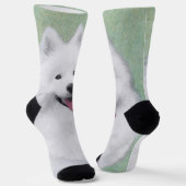 Samoyed Painting - Cute Original Dog Art Sokken (Gebogen)