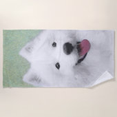 Samoyed Painting - Cute Original Dog Art Strandlaken (Voorkant)