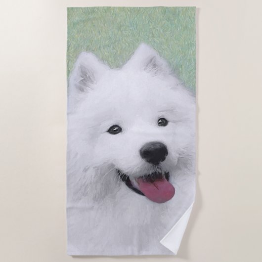 Samoyed Painting - Cute Original Dog Art Strandlaken (Voorkant)