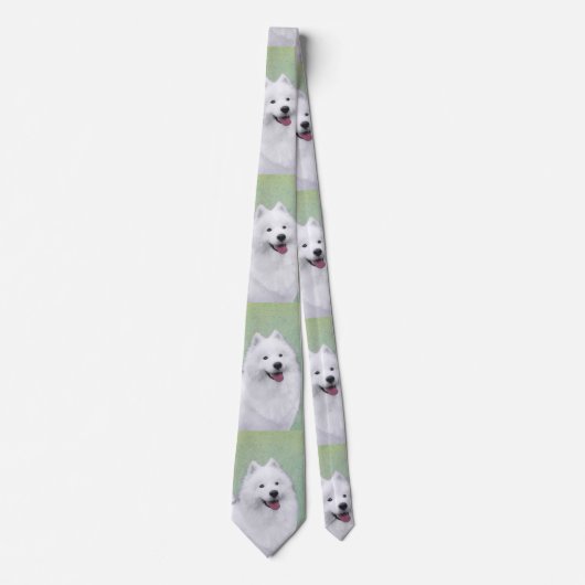 Samoyed Painting - Cute Original Dog Art Stropdas (Voorkant)