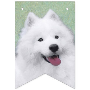 Samoyed Painting - Cute Original Dog Art Vlaggetjes