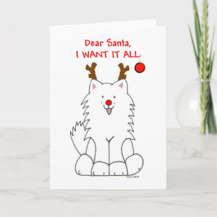 Samoyed Père Noël Je veux tout Carte
