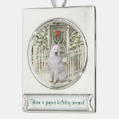 Samoyed Persoonlijke Kerstmis Verzilverd Banner Ornament (Links)