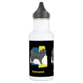 Samoyed Pet Dog Silhouette Yellow & Blue Grid Waterfles (Links)