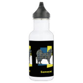Samoyed Pet Dog Silhouette Yellow & Blue Grid Waterfles (Rechts)