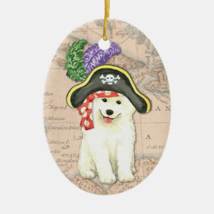 Samoyed Pirate Keramisch Ornament