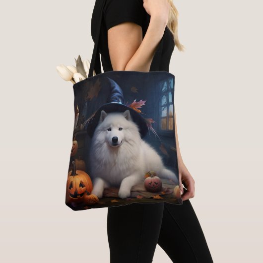 Samoyed pompoenen Halloween eng Draagtas (Dichtbij)