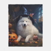 Samoyed pompoenen Halloween eng Fleece Deken (Voorkant)