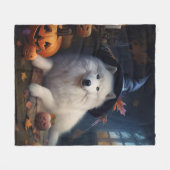 Samoyed pompoenen Halloween eng Fleece Deken (Voorkant (Horizontaal))