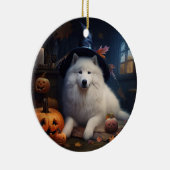 Samoyed pompoenen Halloween eng Keramisch Ornament (Rechts)