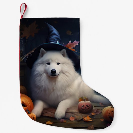 Samoyed pompoenen Halloween eng Kleine Kerstsok (Voorkant)
