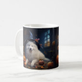 Samoyed pompoenen Halloween eng Koffiemok (Voorkant links)