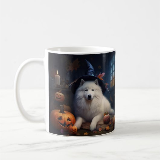 Samoyed pompoenen Halloween eng Koffiemok (Links)