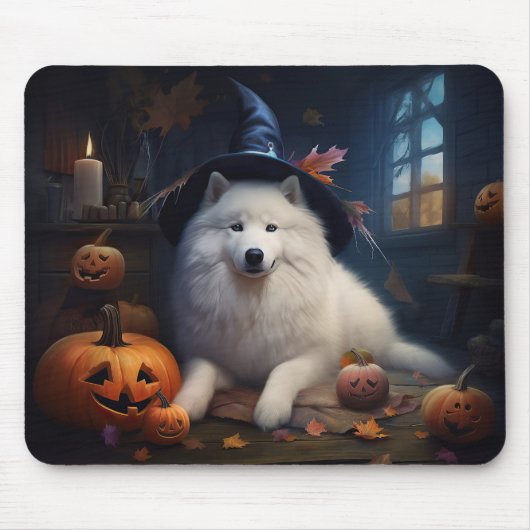 Samoyed pompoenen Halloween eng Muismat (Voorkant)