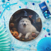 Samoyed pompoenen Halloween eng Papieren Bordje (Feest)