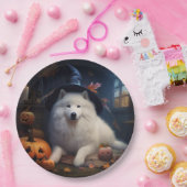 Samoyed pompoenen Halloween eng Papieren Bordje (Feest)