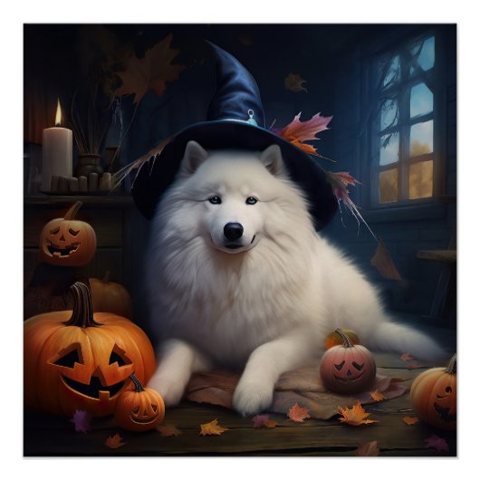 Samoyed pompoenen Halloween eng Perfect Poster (Voorkant)