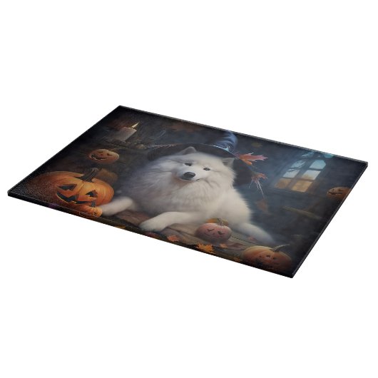 Samoyed pompoenen Halloween eng Snijplank (Hoek)