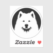 Samoyed Pop Art Classic Round Sticker Black White (Feuille)