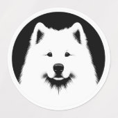 Samoyed Pop Art Fun & Chic Zwart & Wit Labels (Design 2)