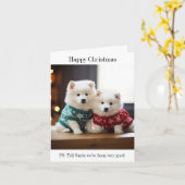 Samoyed Puppies Bonne Carte de Noël (Fleur jaune)