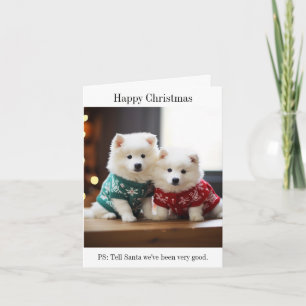 Samoyed Puppies Bonne Carte de Noël